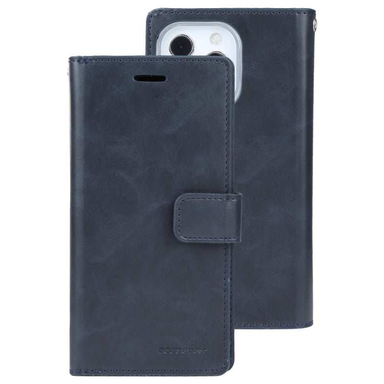 For iPhone 13 Pro GOOSPERY MANSOOR Crazy Horse Texture Horizontal Flip Leather Case with Holder & Card Slots & Wallet (Dark Blue) - HoMEdemic™ 