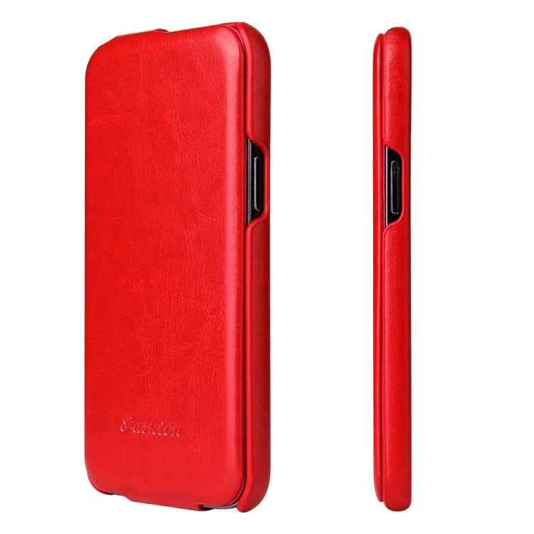 For iPhone 13 Pro Fierre Shann Retro Oil Wax Texture Vertical Flip PU Leather Case (Red) - HoMEdemic™ 