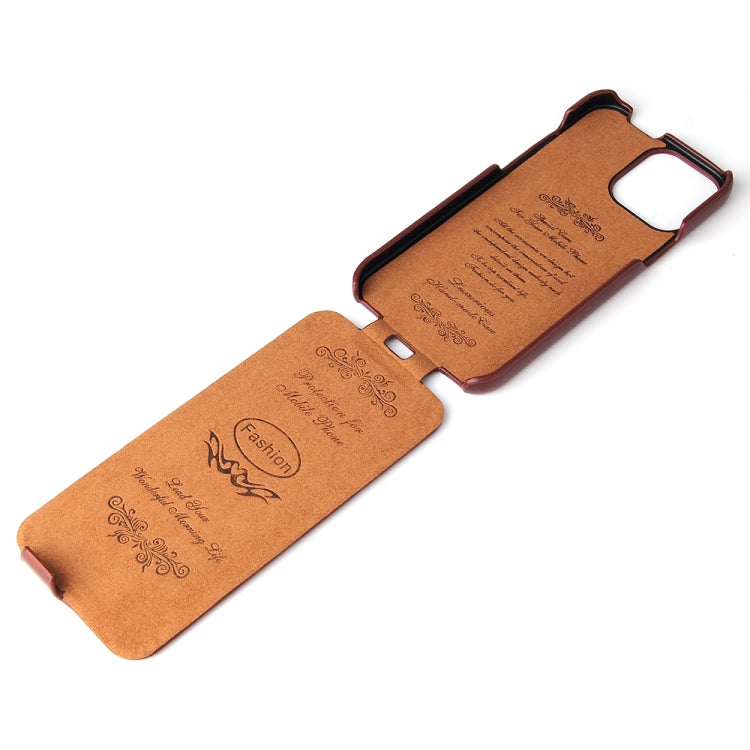 For iPhone 13 Pro Fierre Shann Retro Oil Wax Texture Vertical Flip PU Leather Case (Brown) - HoMEdemic™ 