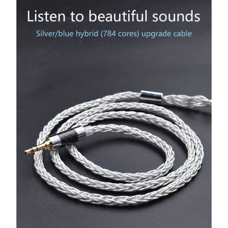 KZ 3.5mm Plug 784-core Blue Silver Mixed Braided Silver-plated Earphone Upgrade Cable For KZ ZS10 Pro / DQ6 / ASX, Cable Length: 1.2m(C Style) - HoMEdemic™ 