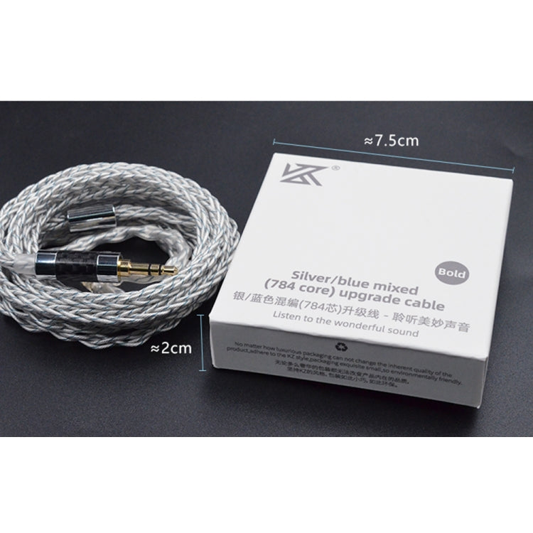 KZ 3.5mm Plug 784-core Blue Silver Mixed Braided Silver-plated Earphone Upgrade Cable For KZ ZS10 Pro / DQ6 / ASX, Cable Length: 1.2m(C Style) - HoMEdemic™ 