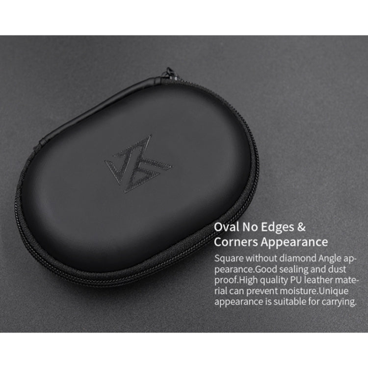 KZ Portable PU Leather Oval Data Cable Charger Earphone Storage Box(Black) - HoMEdemic™ 