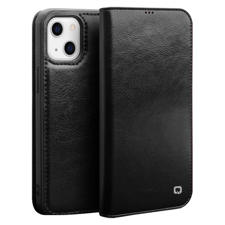 For iPhone 13 mini QIALINO Horizontal Flip Leather Case with Holder & Card Slots & Wallet (Black) - HoMEdemic™ 