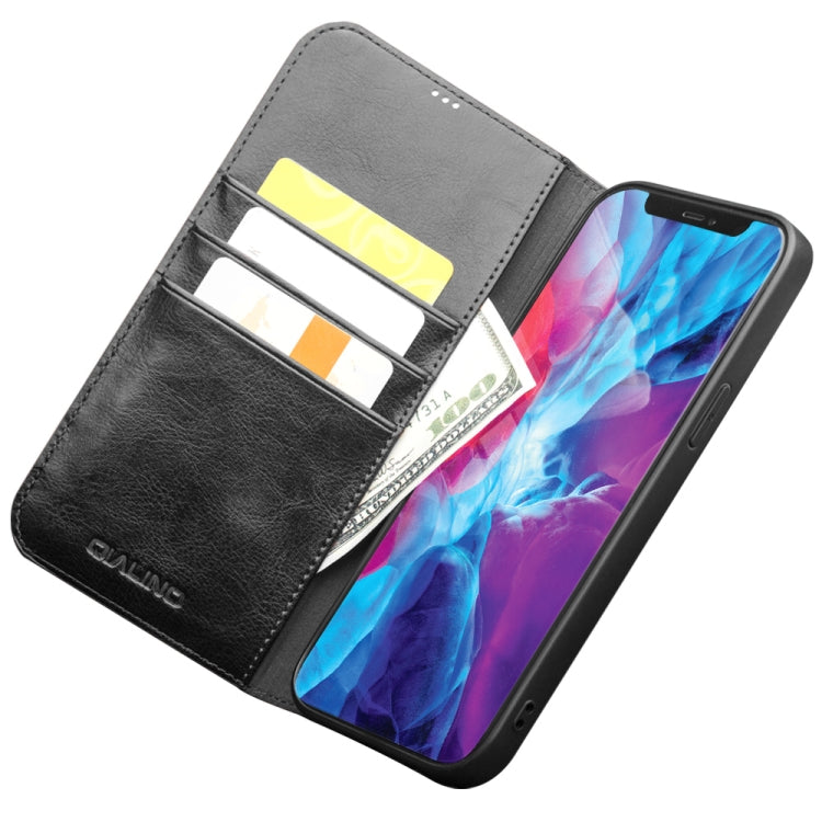 For iPhone 13 mini QIALINO Horizontal Flip Leather Case with Holder & Card Slots & Wallet (Black) - HoMEdemic™ 