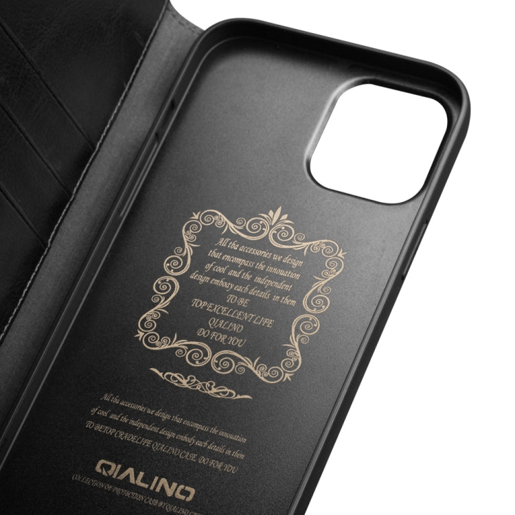 For iPhone 13 mini QIALINO Horizontal Flip Leather Case with Holder & Card Slots & Wallet (Black) - HoMEdemic™ 