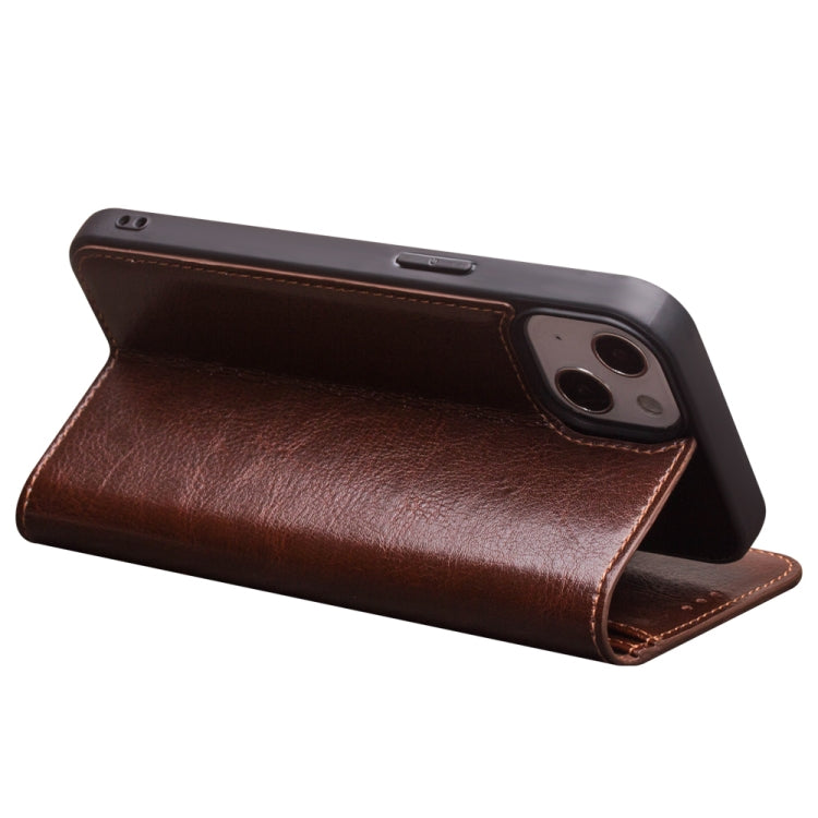 For iPhone 13 mini QIALINO Horizontal Flip Leather Case with Holder & Card Slots & Wallet (Brown) - HoMEdemic™ 