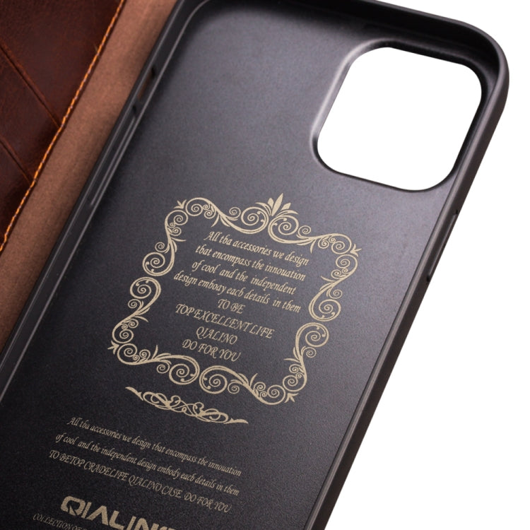 For iPhone 13 mini QIALINO Horizontal Flip Leather Case with Holder & Card Slots & Wallet (Brown) - HoMEdemic™ 