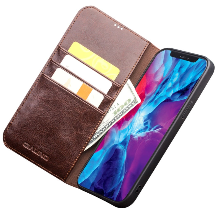 For iPhone 13 Pro Max QIALINO Horizontal Flip Leather Case with Holder & Card Slots & Wallet (Brown) - HoMEdemic™ 