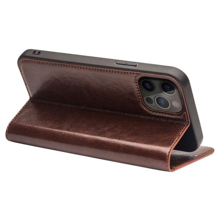 For iPhone 13 Pro Max QIALINO Horizontal Flip Leather Case with Holder & Card Slots & Wallet (Brown) - HoMEdemic™ 
