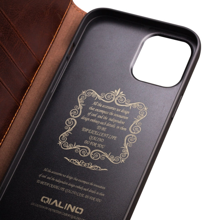 For iPhone 13 Pro Max QIALINO Horizontal Flip Leather Case with Holder & Card Slots & Wallet (Brown) - HoMEdemic™ 
