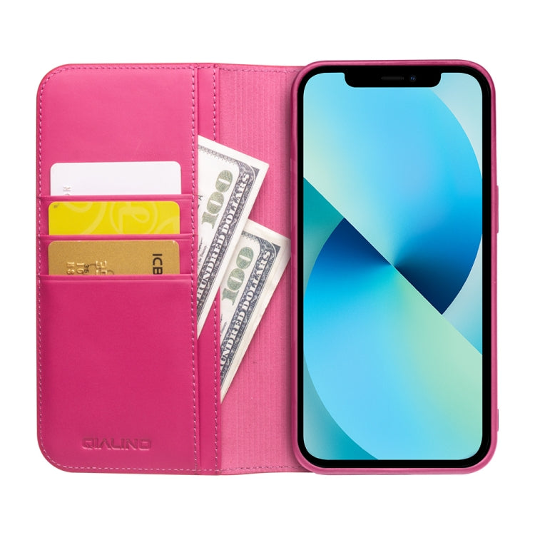 For iPhone 13 QIALINO Business Horizontal Flip Leather Case with Holder & Card Slots & Wallet (Rose Red) - HoMEdemic™ 