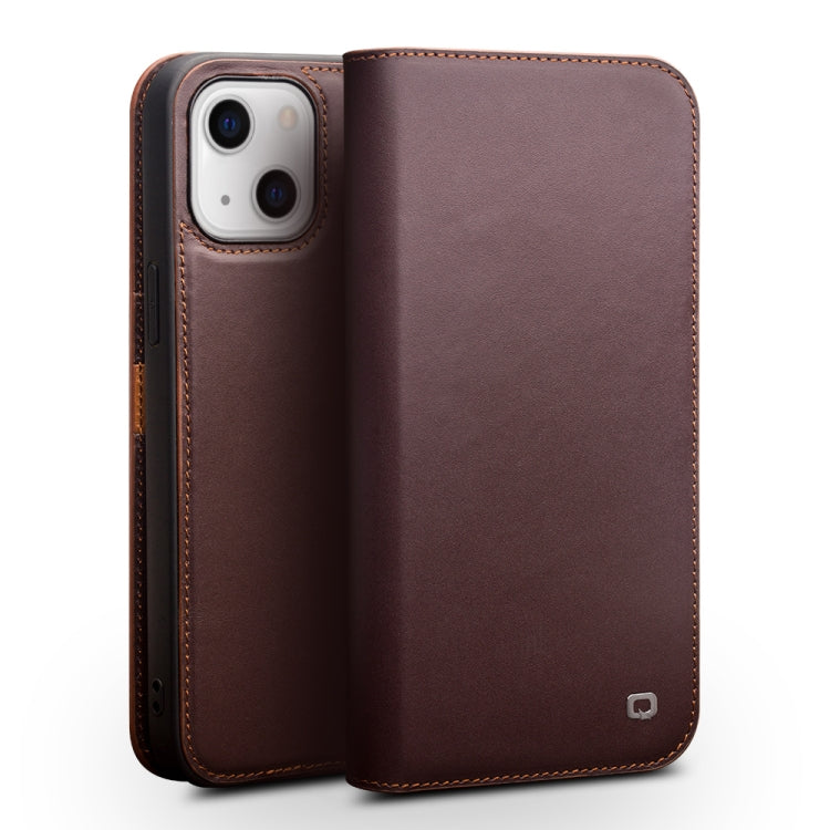 For iPhone 13 mini QIALINO Business Horizontal Flip Leather Case with Holder & Card Slots & Wallet (Brown) - HoMEdemic™ 