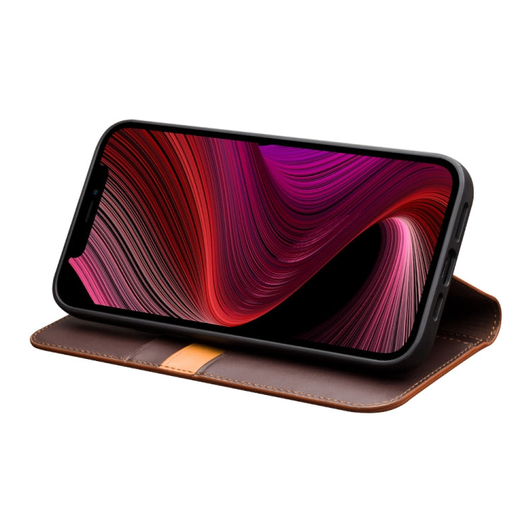 For iPhone 13 mini QIALINO Business Horizontal Flip Leather Case with Holder & Card Slots & Wallet (Brown) - HoMEdemic™ 