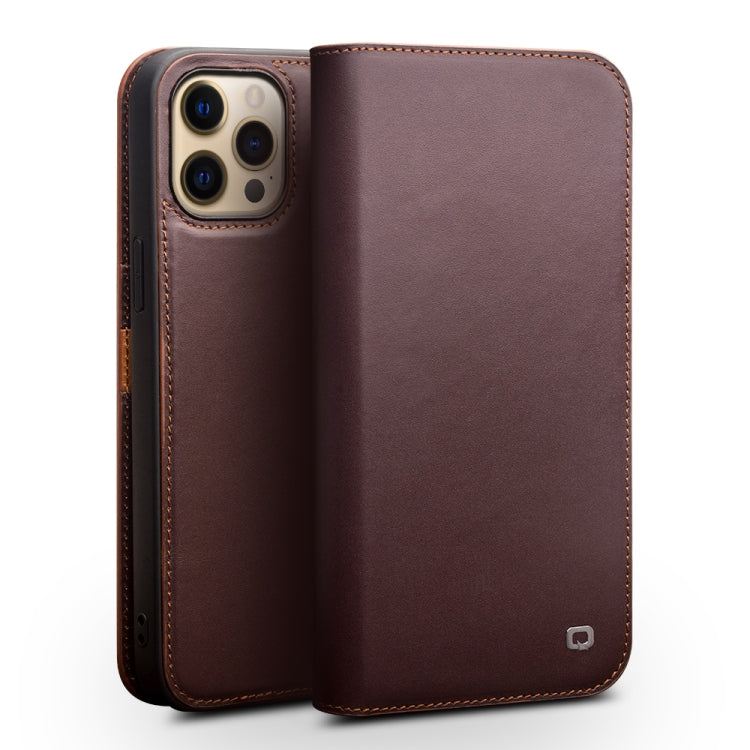 For iPhone 13 Pro Max QIALINO Business Horizontal Flip Leather Case with Holder & Card Slots & Wallet (Brown) - HoMEdemic™ 