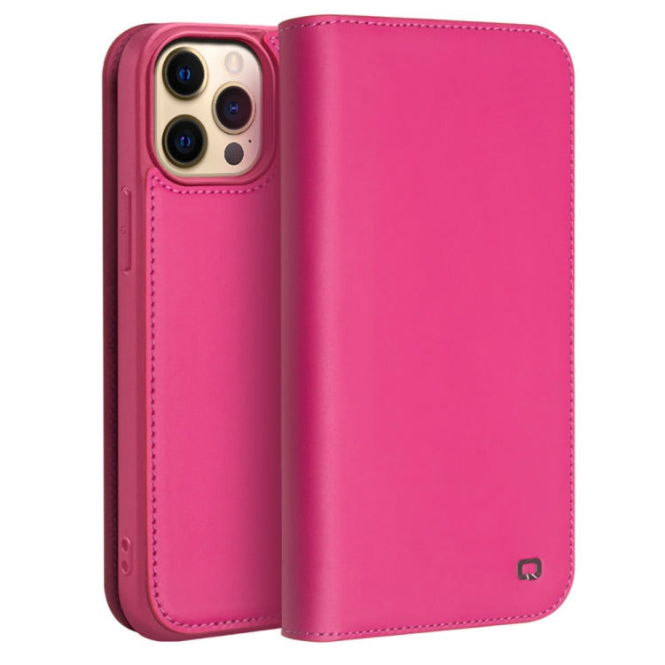 For iPhone 13 Pro Max QIALINO Business Horizontal Flip Leather Case with Holder & Card Slots & Wallet  (Rose Red) - HoMEdemic™ 