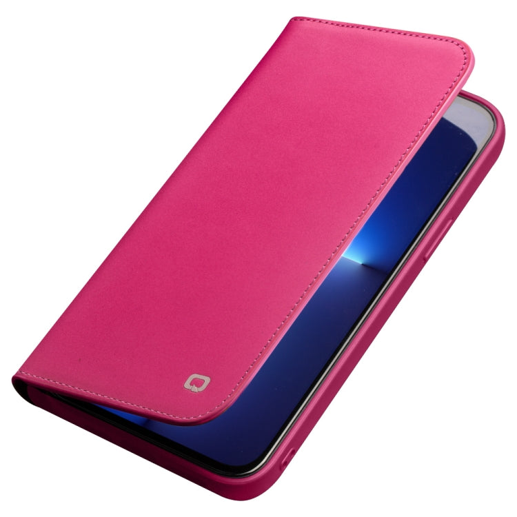 For iPhone 13 Pro Max QIALINO Business Horizontal Flip Leather Case with Holder & Card Slots & Wallet  (Rose Red) - HoMEdemic™ 