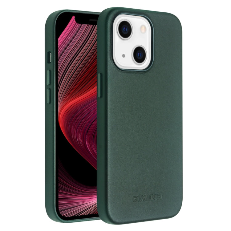 For iPhone 13 QIALINO Nappa Cowhide MagSafe Magnetic Protective Case(Dark Green) - HoMEdemic™ 