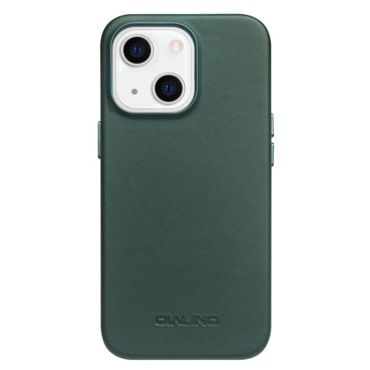 For iPhone 13 QIALINO Nappa Cowhide MagSafe Magnetic Protective Case(Dark Green) - HoMEdemic™ 