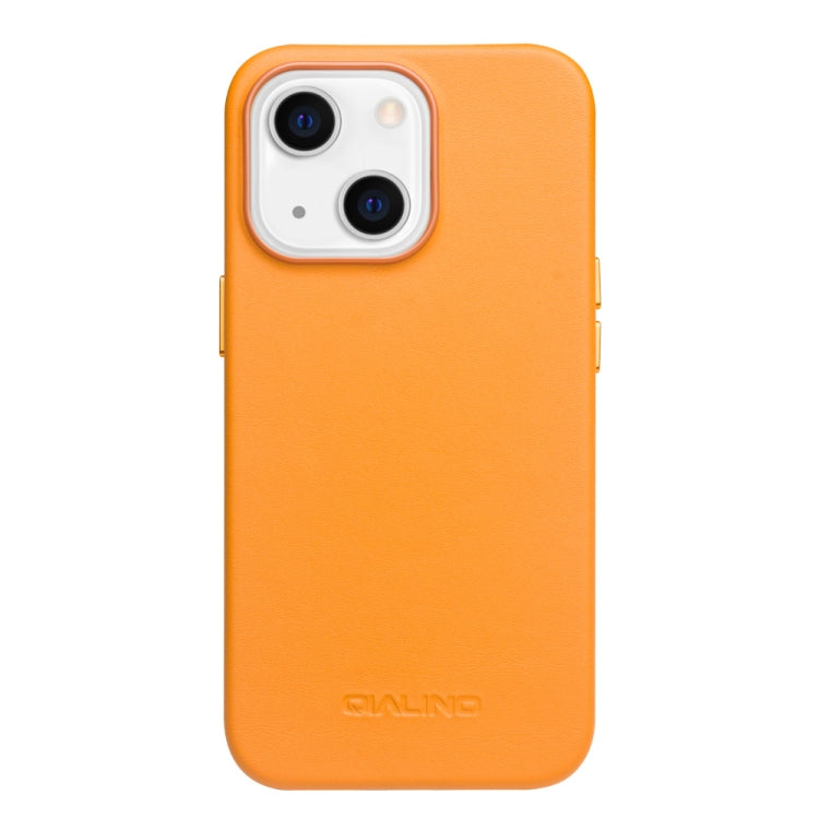 For iPhone 13 mini QIALINO Nappa Cowhide MagSafe Magnetic Protective Case (Orange) - HoMEdemic™ 
