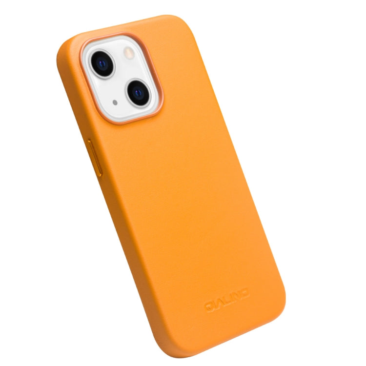 For iPhone 13 mini QIALINO Nappa Cowhide MagSafe Magnetic Protective Case (Orange) - HoMEdemic™ 