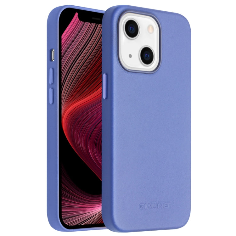 For iPhone 13 mini QIALINO Nappa Cowhide MagSafe Magnetic Protective Case (Blue) - HoMEdemic™ 