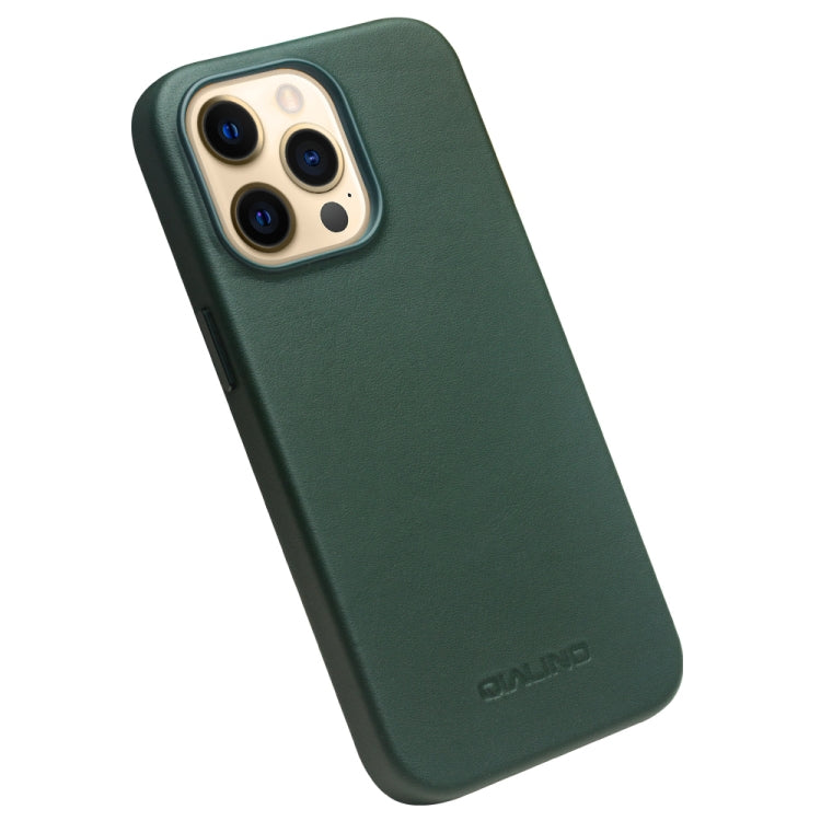 For iPhone 13 Pro Max QIALINO Nappa Cowhide MagSafe Magnetic Protective Case (Dark Green) - HoMEdemic™ 