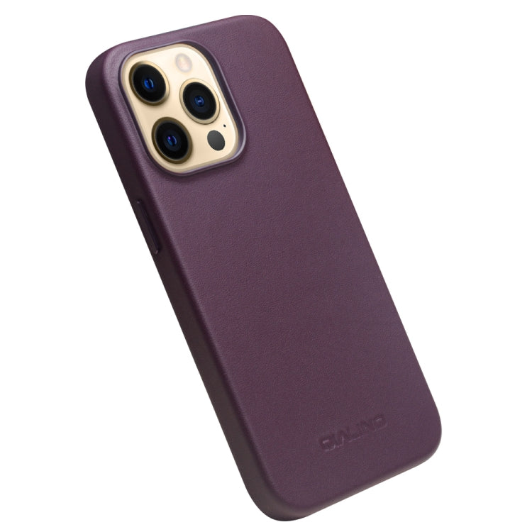 For iPhone 13 Pro Max QIALINO Nappa Cowhide MagSafe Magnetic Protective Case (Purple Crystal) - HoMEdemic™ 