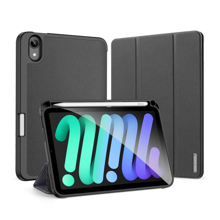 For iPad mini 7 / mini 6 DUX DUCIS Domo Series Horizontal Flip Magnetic TPU + PU Leather Tablet Case with Three-folding Holder & Pen Slot(Black) - HoMEdemic™ 