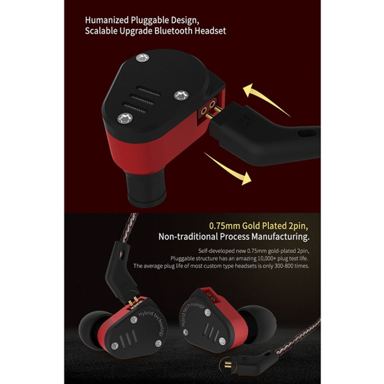 KZ ZSA Ring Iron Hybrid Drive Sport In-ear Wired Earphone, Standard Version(Black Red) - HoMEdemic™ 