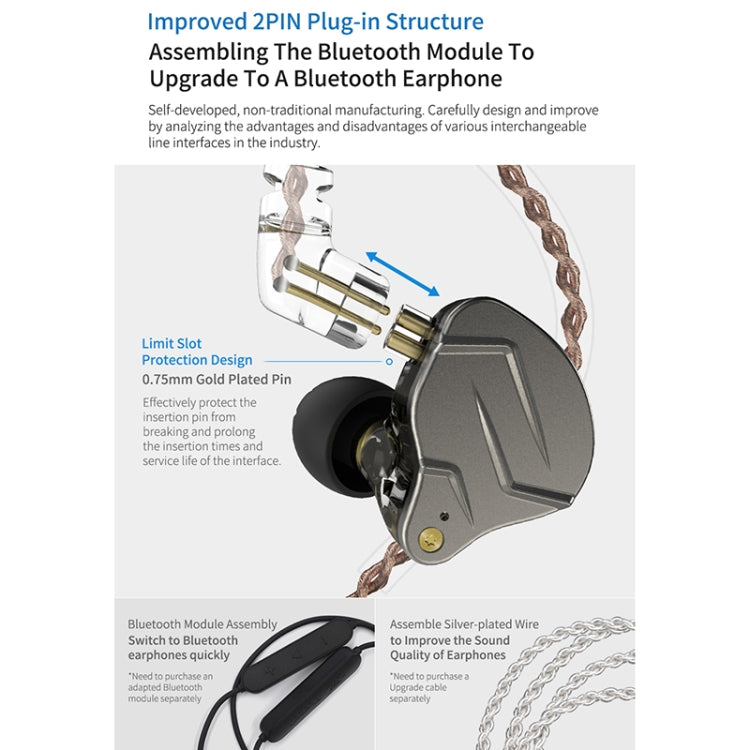 KZ ZSN Pro Ring Iron Hybrid Drive Metal In-ear Wired Earphone, Standard Version(Blue) - HoMEdemic™ 
