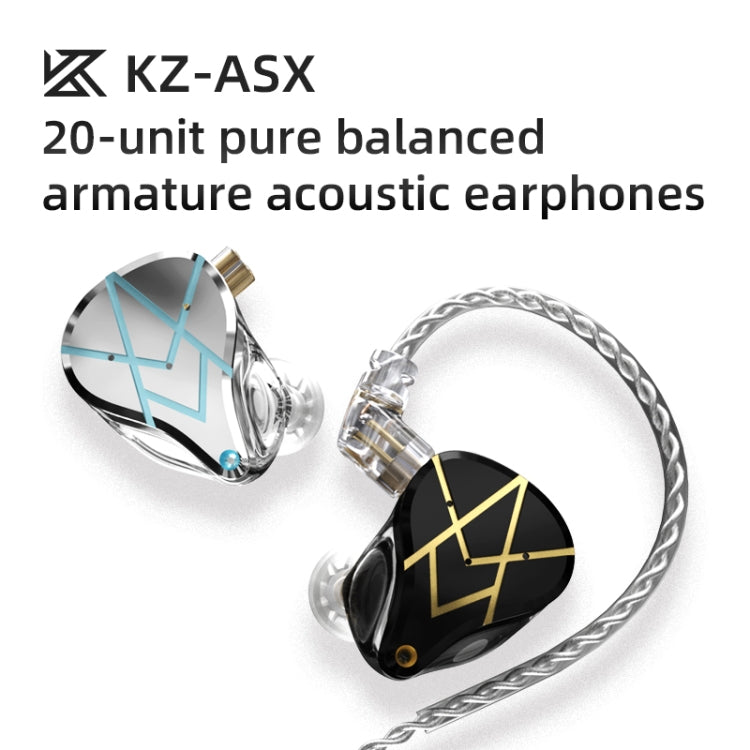 KZ ASX 20-unit Balance Armature Monitor HiFi In-Ear Wired Earphone No Mic(Black) - HoMEdemic™ 