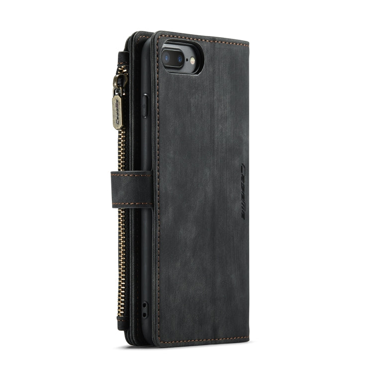 CaseMe-C30 PU + TPU Multifunctional Horizontal Flip Leather Case with Holder & Card Slot & Wallet & Zipper Pocket For iPhone 8 Plus & 7 Plus & 6 Plus(Black) - HoMEdemic™ 