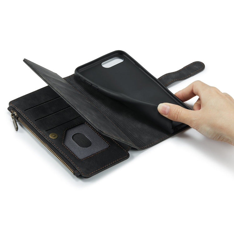 CaseMe-C30 PU + TPU Multifunctional Horizontal Flip Leather Case with Holder & Card Slot & Wallet & Zipper Pocket For iPhone 8 Plus & 7 Plus & 6 Plus(Black) - HoMEdemic™ 