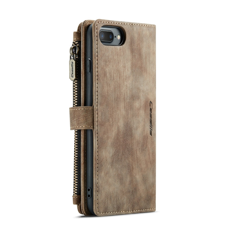 CaseMe-C30 PU + TPU Multifunctional Horizontal Flip Leather Case with Holder & Card Slot & Wallet & Zipper Pocket For iPhone 8 Plus & 7 Plus & 6 Plus(Brown) - HoMEdemic™ 