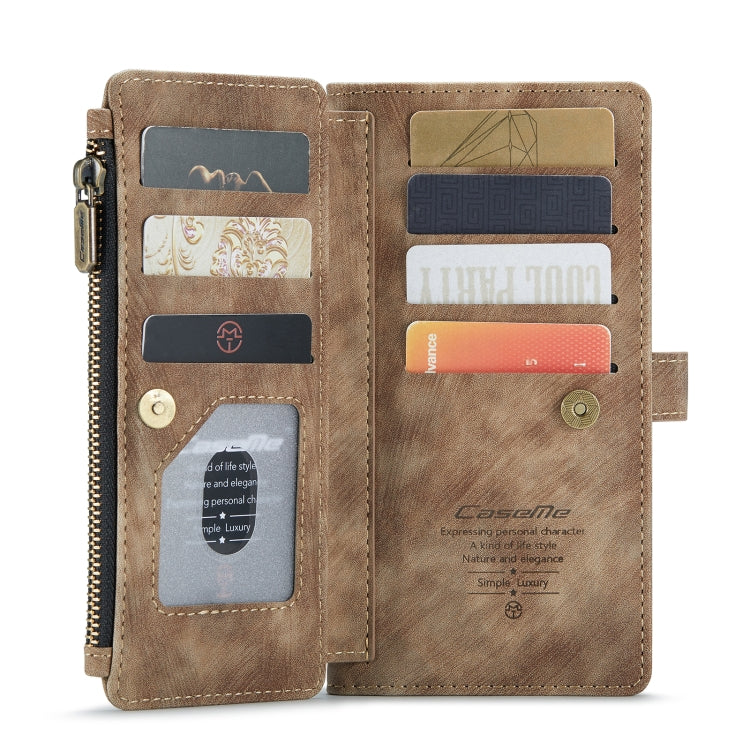 CaseMe-C30 PU + TPU Multifunctional Horizontal Flip Leather Case with Holder & Card Slot & Wallet & Zipper Pocket For iPhone 8 Plus & 7 Plus & 6 Plus(Brown) - HoMEdemic™ 
