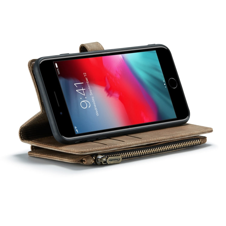 CaseMe-C30 PU + TPU Multifunctional Horizontal Flip Leather Case with Holder & Card Slot & Wallet & Zipper Pocket For iPhone 8 Plus & 7 Plus & 6 Plus(Brown) - HoMEdemic™ 