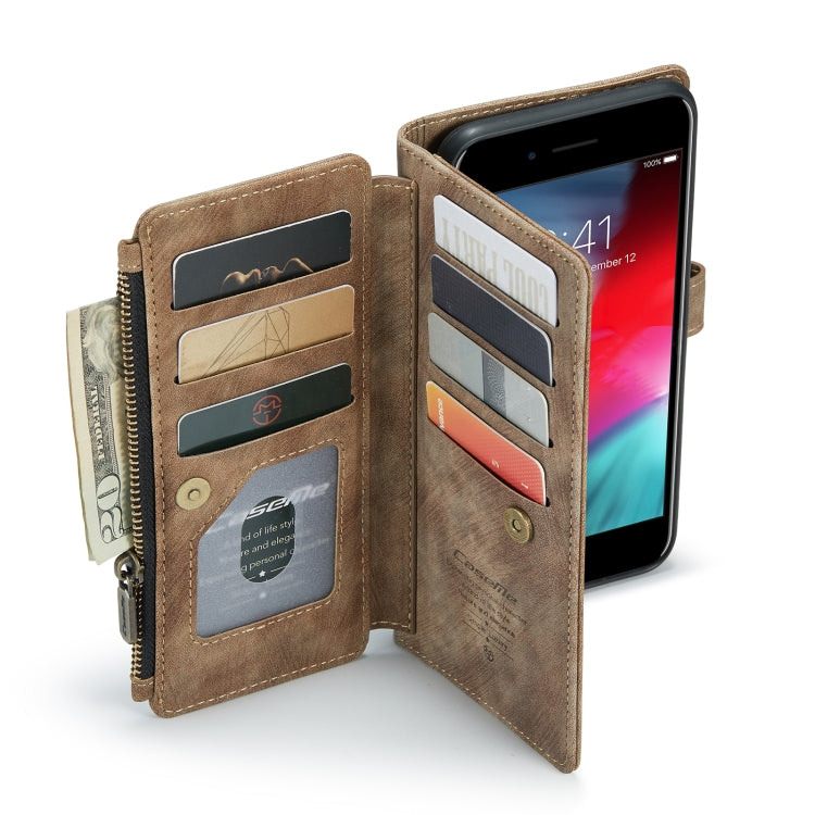 CaseMe-C30 PU + TPU Multifunctional Horizontal Flip Leather Case with Holder & Card Slot & Wallet & Zipper Pocket For iPhone 8 Plus & 7 Plus & 6 Plus(Brown) - HoMEdemic™ 