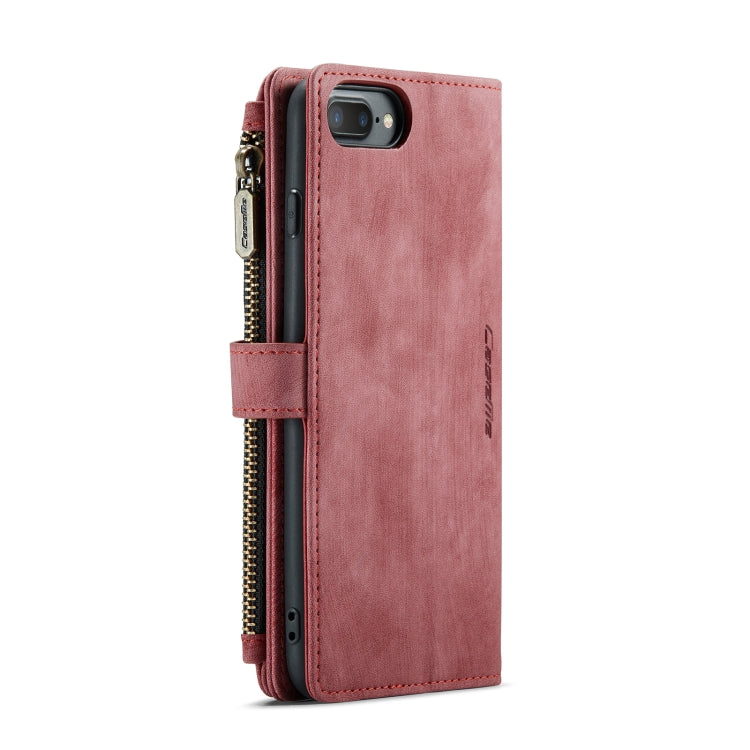 CaseMe-C30 PU + TPU Multifunctional Horizontal Flip Leather Case with Holder & Card Slot & Wallet & Zipper Pocket For iPhone 8 Plus & 7 Plus & 6 Plus(Red) - HoMEdemic™ 