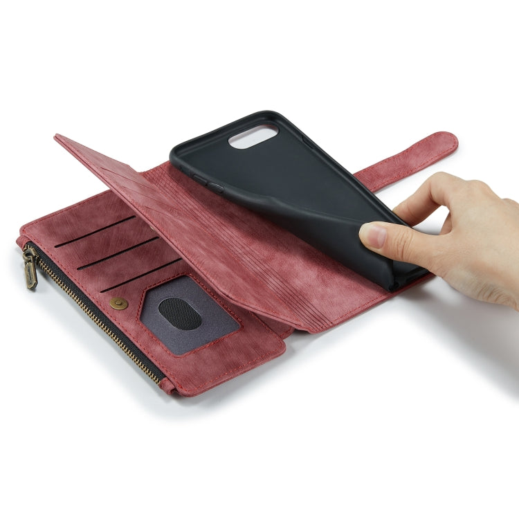 CaseMe-C30 PU + TPU Multifunctional Horizontal Flip Leather Case with Holder & Card Slot & Wallet & Zipper Pocket For iPhone 8 Plus & 7 Plus & 6 Plus(Red) - HoMEdemic™ 
