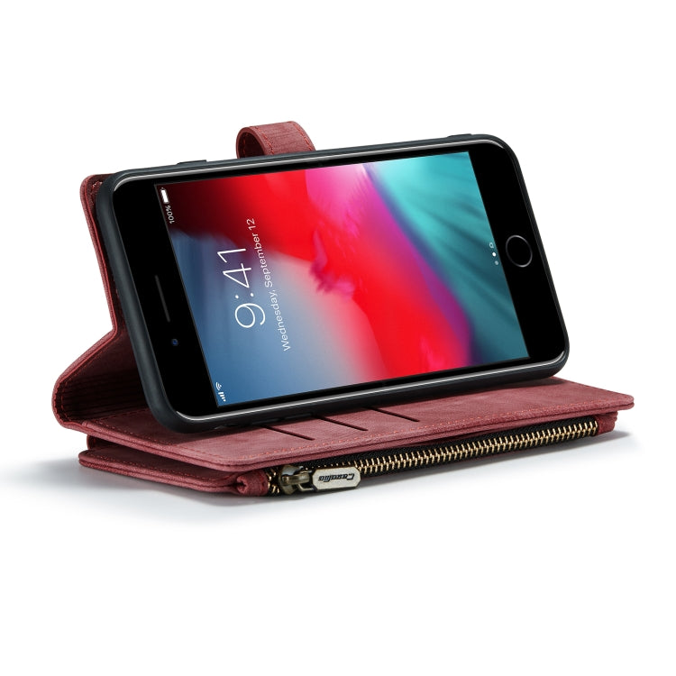CaseMe-C30 PU + TPU Multifunctional Horizontal Flip Leather Case with Holder & Card Slot & Wallet & Zipper Pocket For iPhone 8 Plus & 7 Plus & 6 Plus(Red) - HoMEdemic™ 