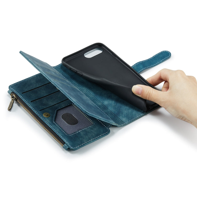 CaseMe-C30 PU + TPU Multifunctional Horizontal Flip Leather Case with Holder & Card Slot & Wallet & Zipper Pocket For iPhone 8 Plus & 7 Plus & 6 Plus(Blue) - HoMEdemic™ 