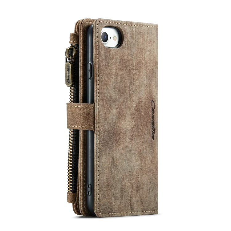 For iPhone SE 2022 / SE 2020 / 8 / 7 / 6 CaseMe-C30 PU + TPU Multifunctional Horizontal Flip Leather Case with Holder & Card Slot & Wallet & Zipper Pocke(Brown) - HoMEdemic™ 