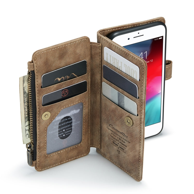 For iPhone SE 2022 / SE 2020 / 8 / 7 / 6 CaseMe-C30 PU + TPU Multifunctional Horizontal Flip Leather Case with Holder & Card Slot & Wallet & Zipper Pocke(Brown) - HoMEdemic™ 
