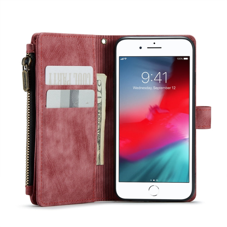For iPhone SE 2022 / SE 2020 / 8 / 7 / 6 CaseMe-C30 PU + TPU Multifunctional Horizontal Flip Leather Case with Holder & Card Slot & Wallet & Zipper Pocke(Red) - HoMEdemic™ 