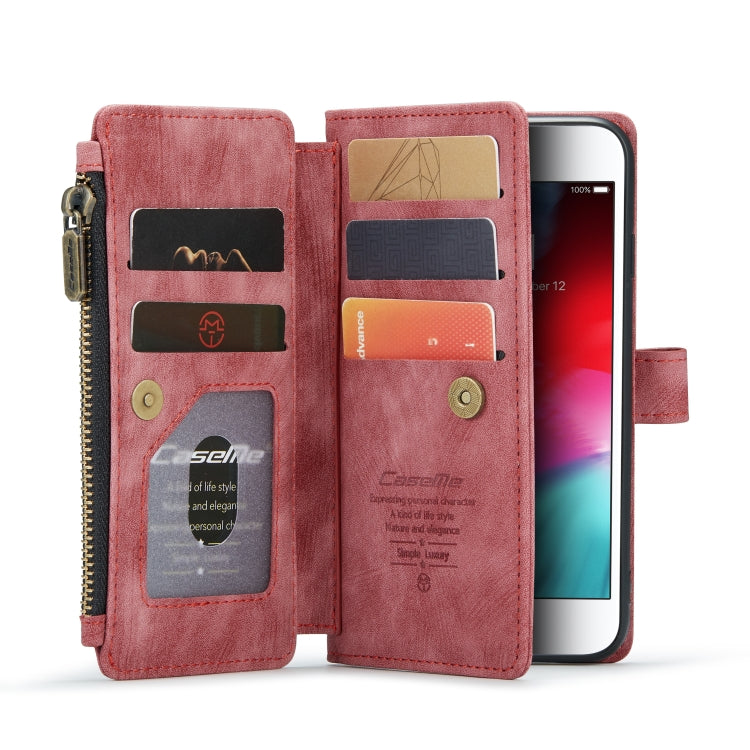 For iPhone SE 2022 / SE 2020 / 8 / 7 / 6 CaseMe-C30 PU + TPU Multifunctional Horizontal Flip Leather Case with Holder & Card Slot & Wallet & Zipper Pocke(Red) - HoMEdemic™ 