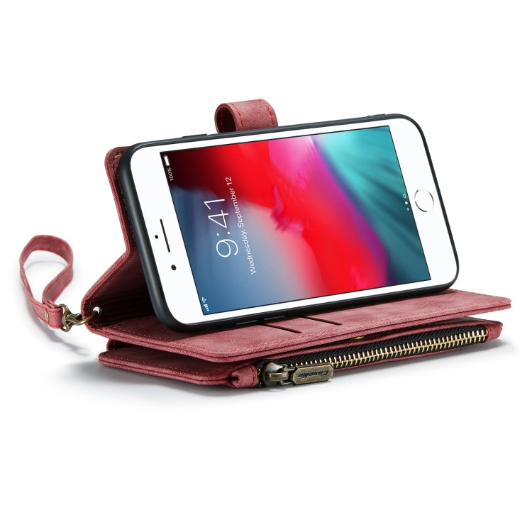 For iPhone SE 2022 / SE 2020 / 8 / 7 / 6 CaseMe-C30 PU + TPU Multifunctional Horizontal Flip Leather Case with Holder & Card Slot & Wallet & Zipper Pocke(Red) - HoMEdemic™ 