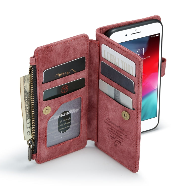 For iPhone SE 2022 / SE 2020 / 8 / 7 / 6 CaseMe-C30 PU + TPU Multifunctional Horizontal Flip Leather Case with Holder & Card Slot & Wallet & Zipper Pocke(Red) - HoMEdemic™ 