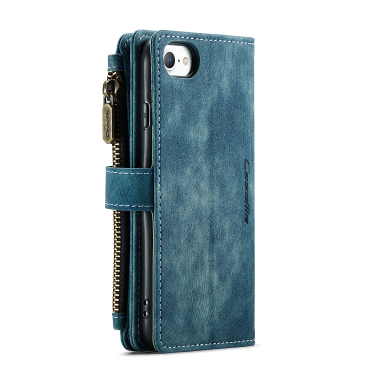 For iPhone SE 2022 / SE 2020 / 8 / 7 / 6 CaseMe-C30 PU + TPU Multifunctional Horizontal Flip Leather Case with Holder & Card Slot & Wallet & Zipper Pocke(Blue) - HoMEdemic™ 