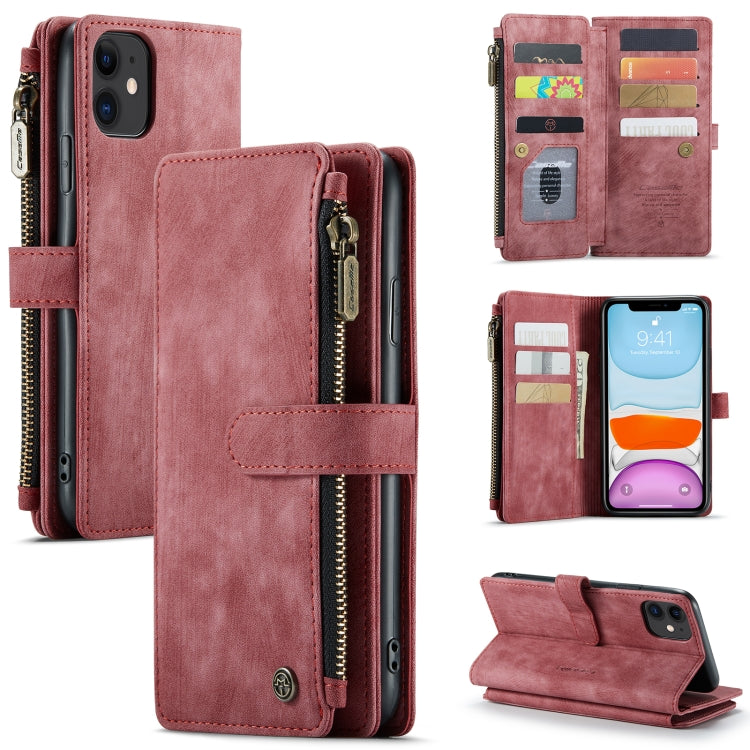 For iPhone 11 CaseMe-C30 PU + TPU Multifunctional Horizontal Flip Leather Case with Holder & Card Slot & Wallet & Zipper Pocket (Red) - HoMEdemic™ 