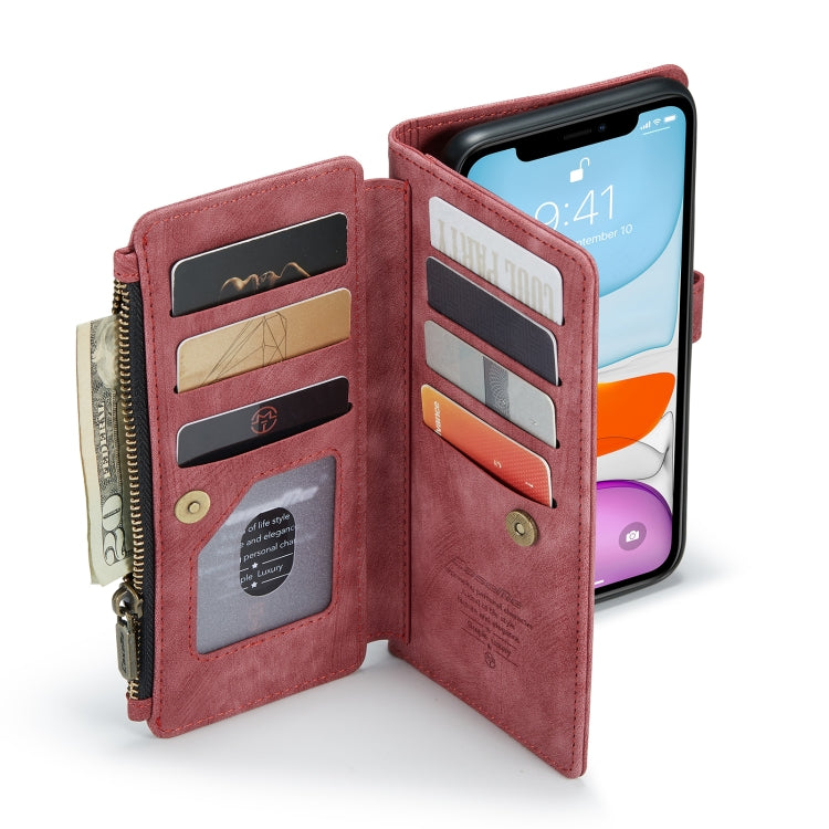 For iPhone 11 CaseMe-C30 PU + TPU Multifunctional Horizontal Flip Leather Case with Holder & Card Slot & Wallet & Zipper Pocket (Red) - HoMEdemic™ 
